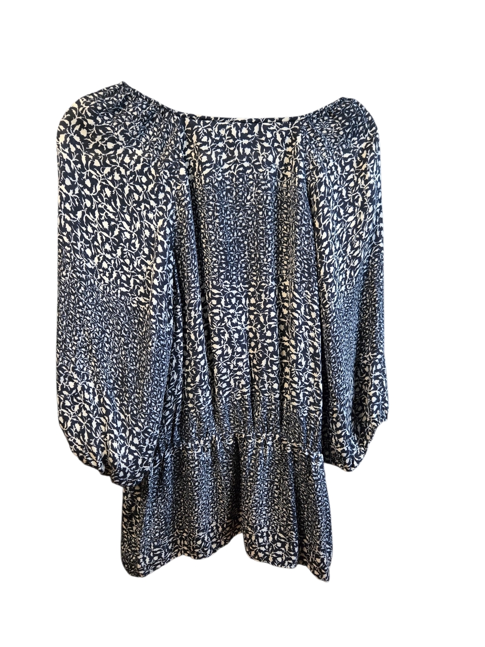 Banana Republic 100% Silk Semi Sheer Floral Abstract Peplum Blouse Top Medium M - Picture 2 of 7